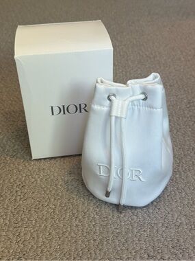 Dior White Mini Drawstring Pouch